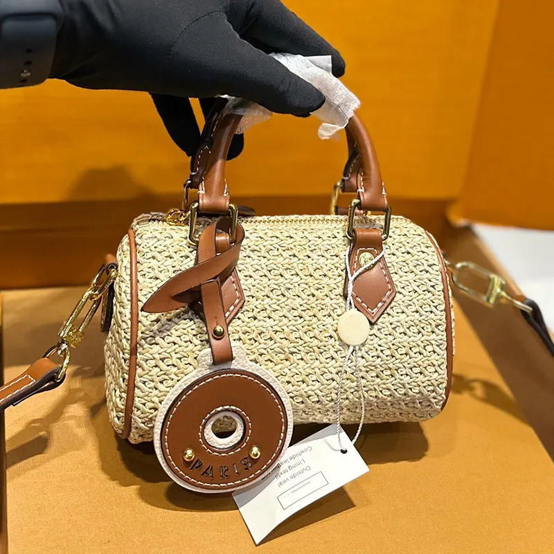 Strohhandtaschen Für Frauen, Nano Umhängetasche Mit Kreisförmiger