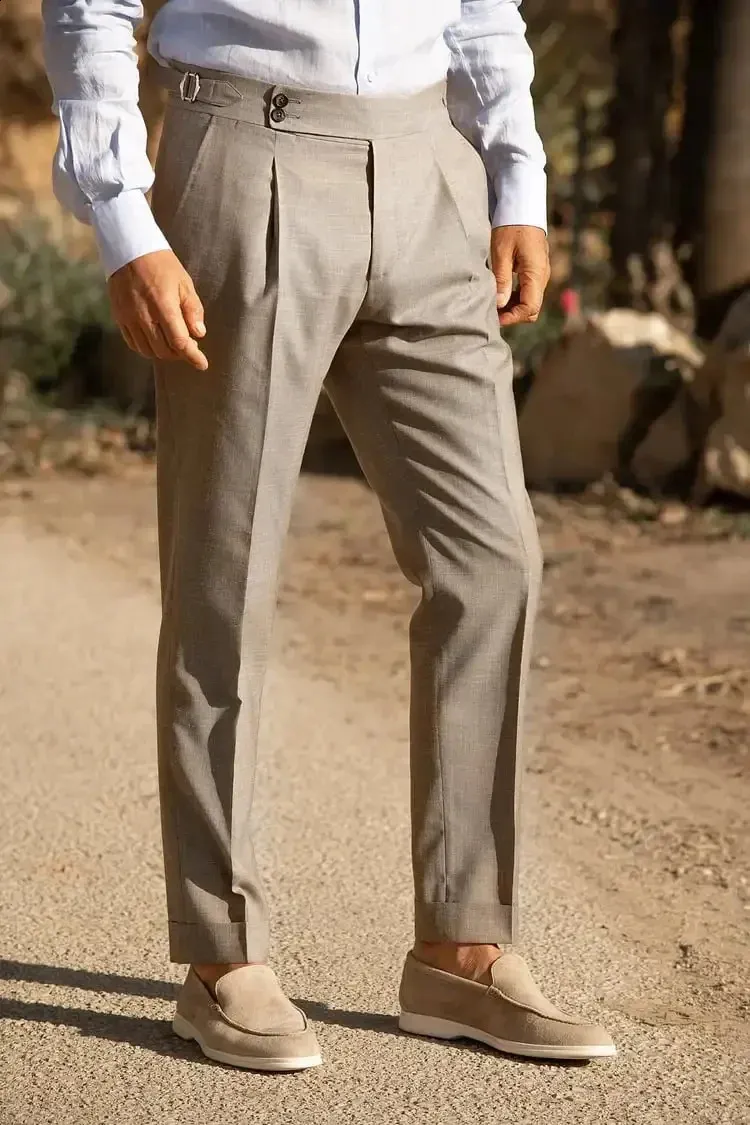 Suit Trousers Mens Pants With Side Adjusters Premium Male Dress