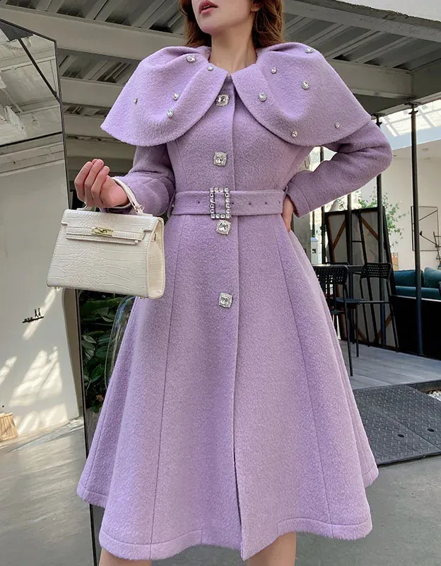 Elegant Double-Faced Wool Coat: Women's Long Slim Fit Jacket, Double  Breasted Shop Now!