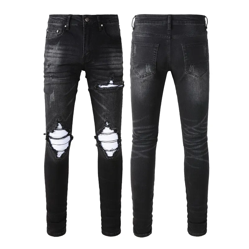 Save Big on Bulk Jeans Male Hole Skinny Men's Destroyed Black Knee Jeans  Slim Fit Ripped Hole Denim Trousers For Casual Fashion Best Deals on  DHgate