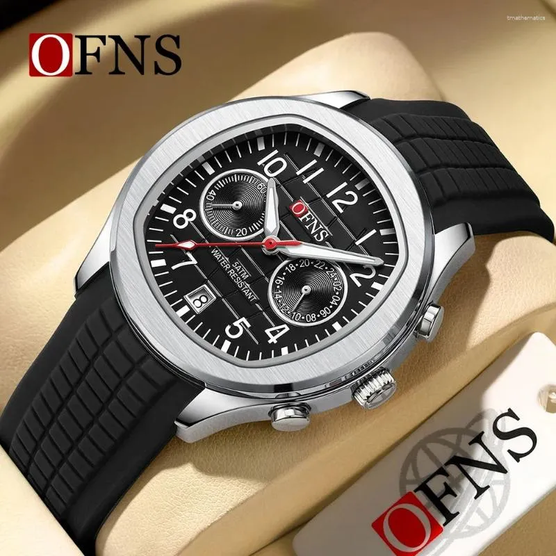 Men's Quartz Wristwatch 8020 with 45mm Oval Dial, Red Resin Band