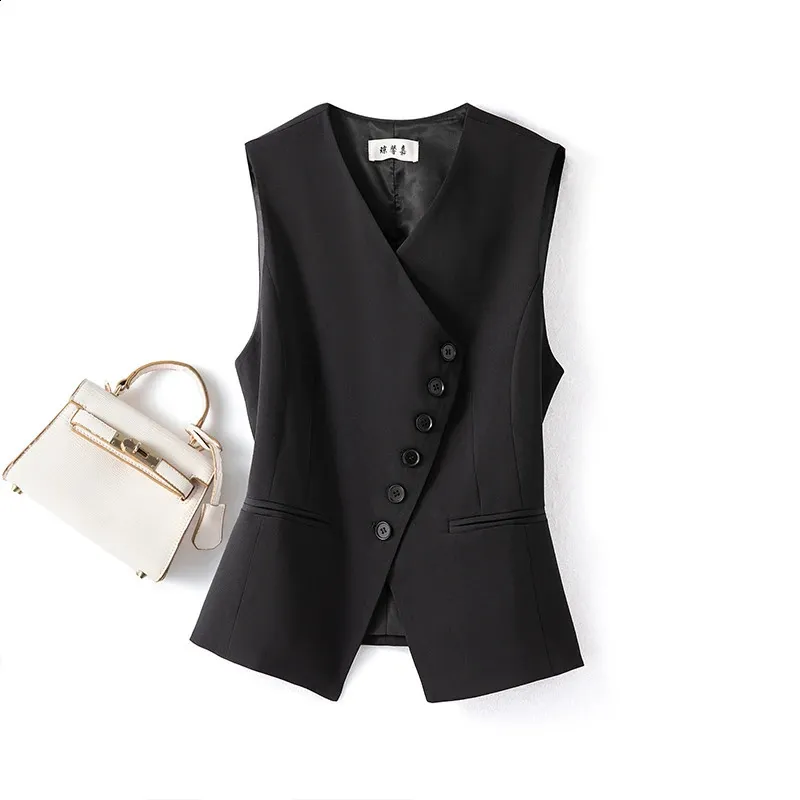 ジャケット・アウター 12SS OBSCUR Asymmetrical Drape Vest Ultra-Thin Black Vest Jacket: Women's Asymmetric Sleeveless Design