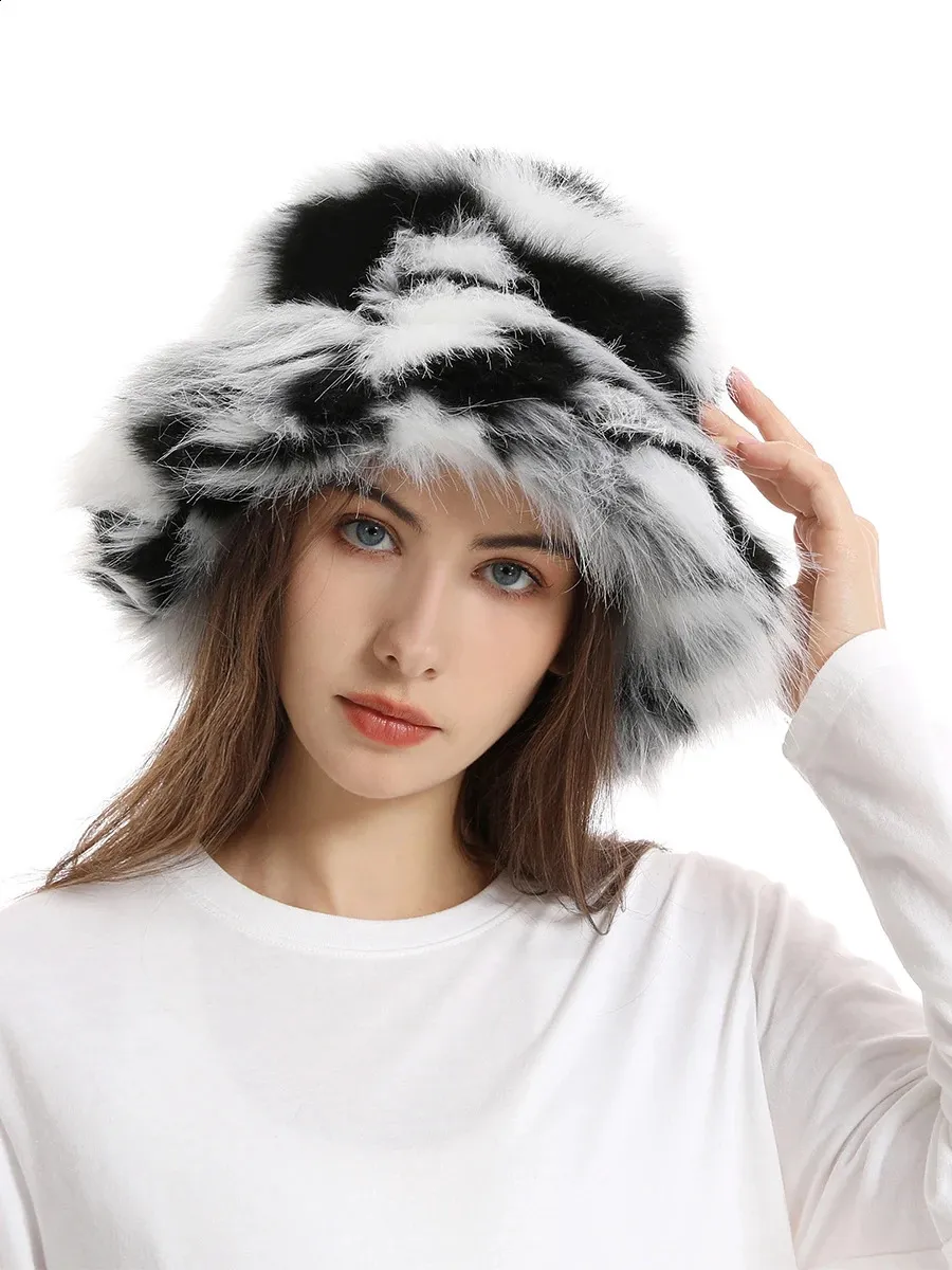 Winter Silk Faux Fur Bucket Hat Men, Thickened Soft... From  display picture 2