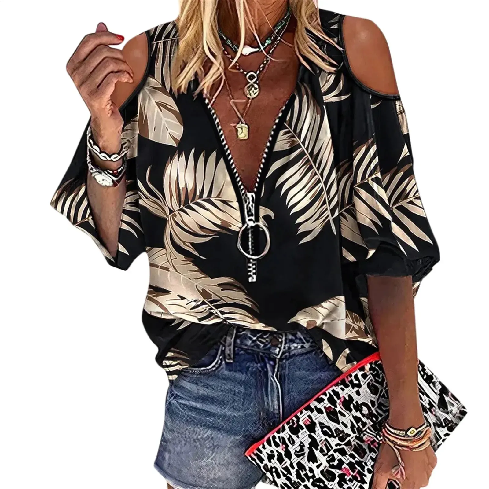 Womens Casual Short Sleeve Zipper V Neck Loose Summer... From Domainstore,  $17.23 | DHgate.Com