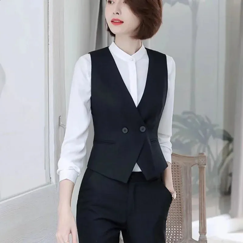 Sleeveless Double Chest Business suit vest for Women - Slim Fit, Short Sleeved, Ideal for Office and Work - Style 240827 Sleeveless Double Chest Business suit vest for Women - Slim Fit, Short Sleeved, Ideal for Office and Work - Style 240827
