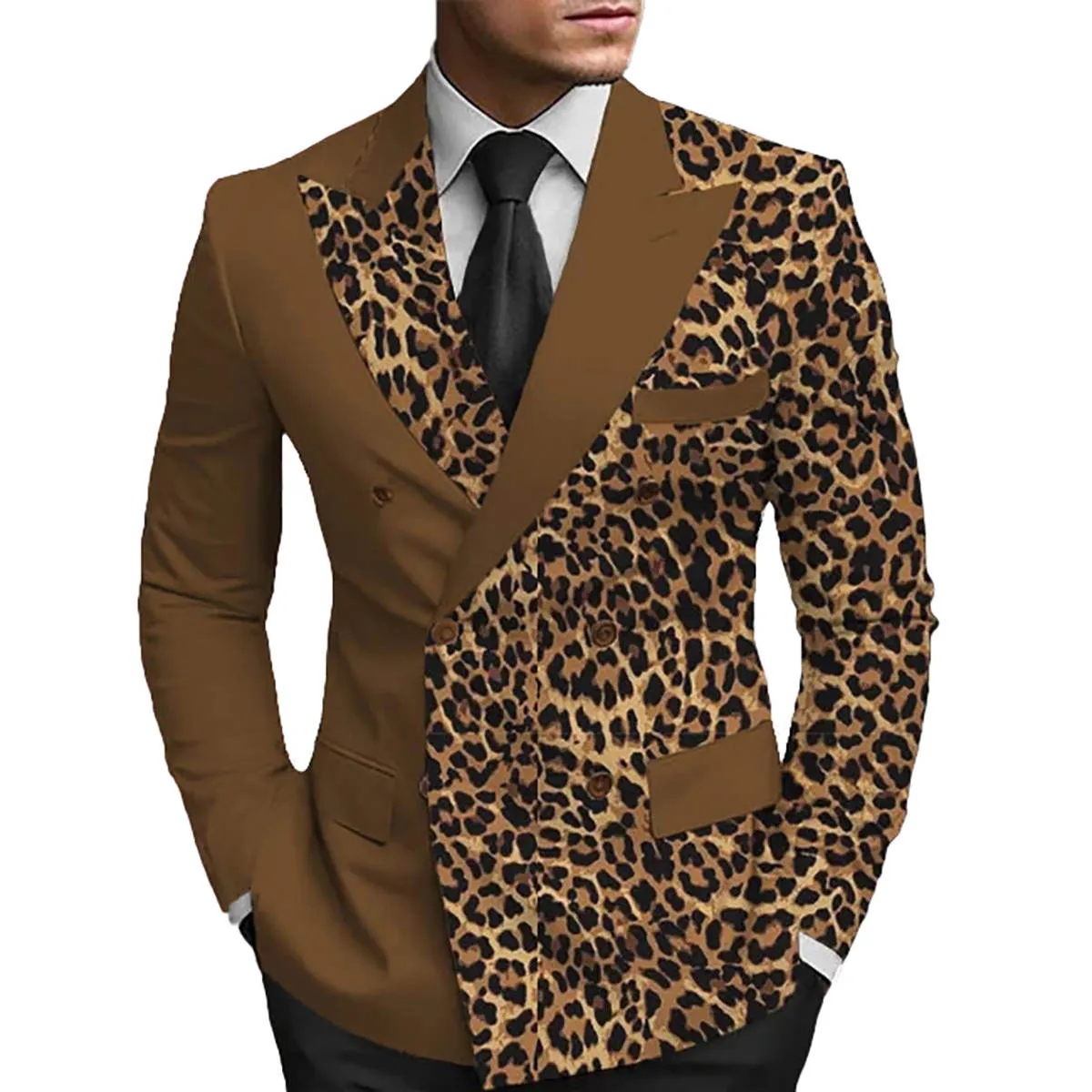 Special Mens Leopard Print Peaked Lapel Blazer ... From 