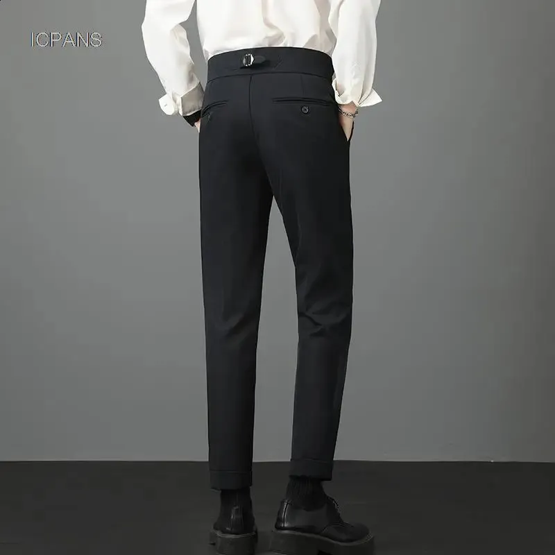 Naples Men's Double-Pleated Black Dress Pants: Slim Fit, Casual, and Business-Ready Naples Men's Double-Pleated Black Dress Pants: Slim Fit, Casual, and Business-Ready