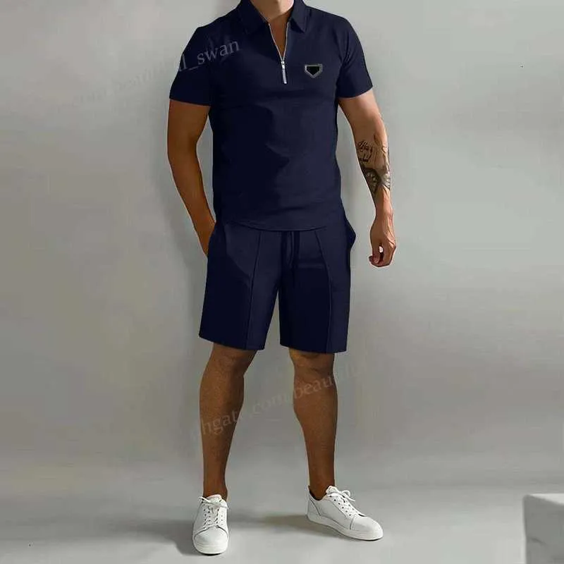 designer Mens Tracksuits Sets Jogger Sweatshirts Summer Men s Polo Casual Loose Short sleeved Shorts Sports Set