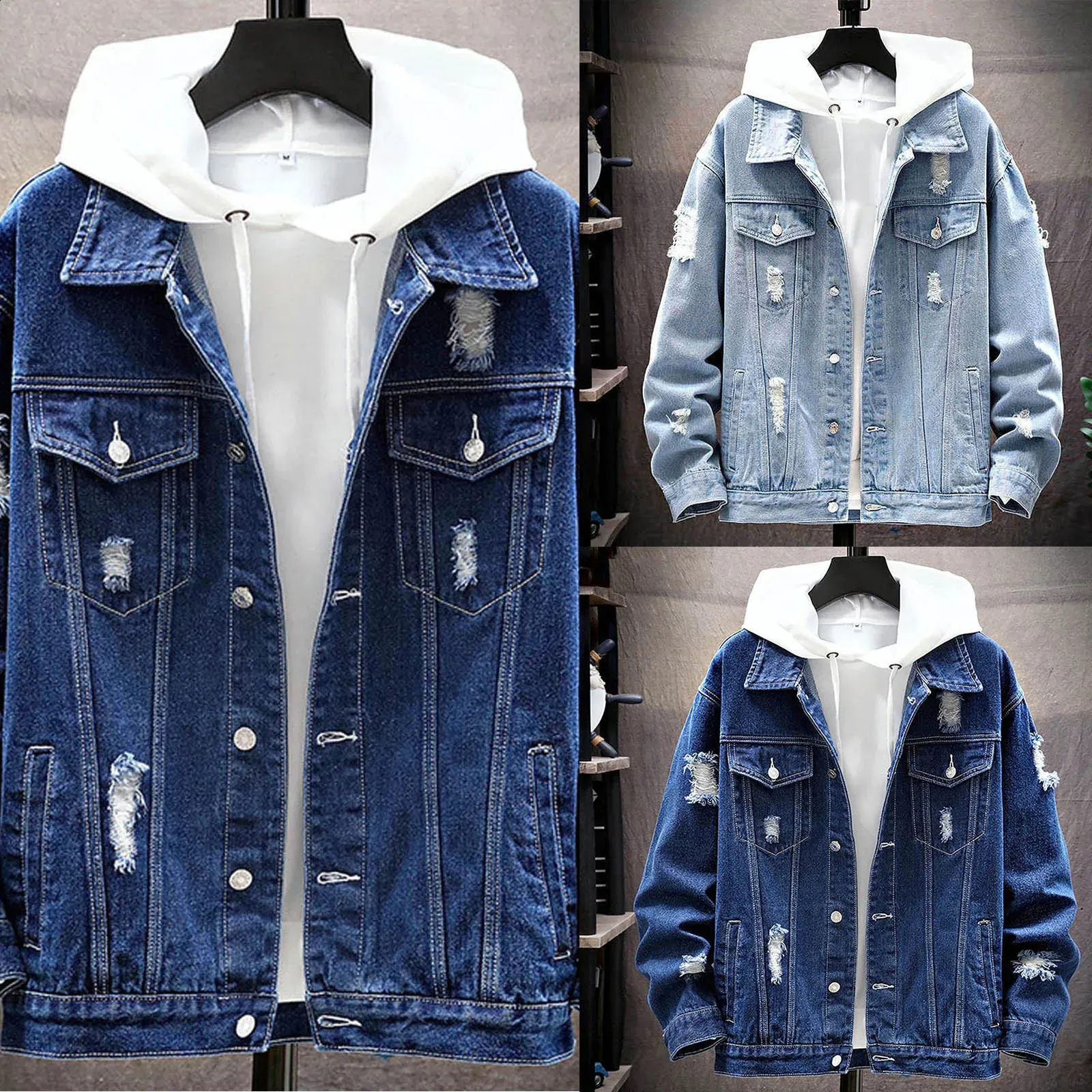 Men's Casual Cotton Denim denim jacket with Solid Men's Casual Cotton Denim denim jacket with Solid