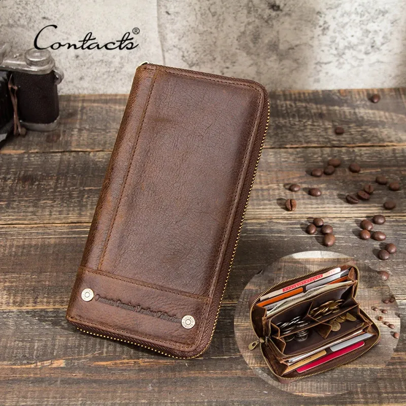 Premium Genuine Leather Long Wallet: Large Capacity Card Holder