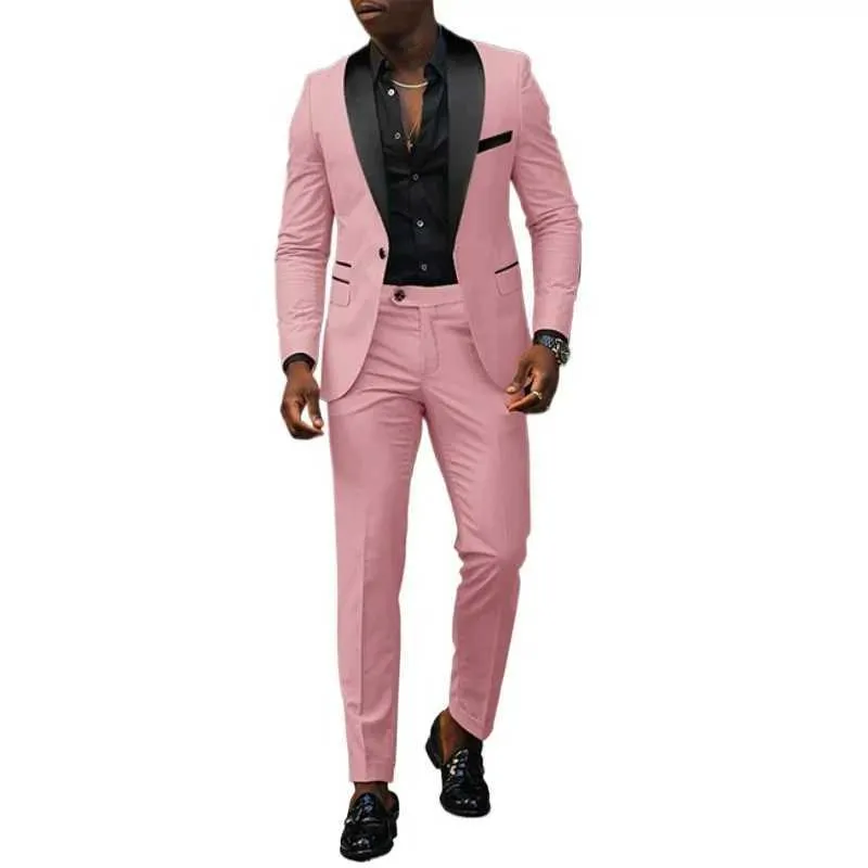 Men's Pink Business set out - Casual Shawl Neck Jacket