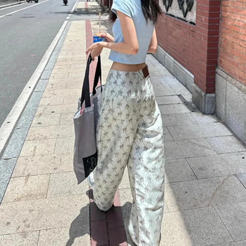 Save Big on Bulk Harajuku Style Pants Retro Wide Leg Pants Y2k Baggy  Trousers: Women's America Retro Casual Bow Print Harajuku High Street  Pantalones