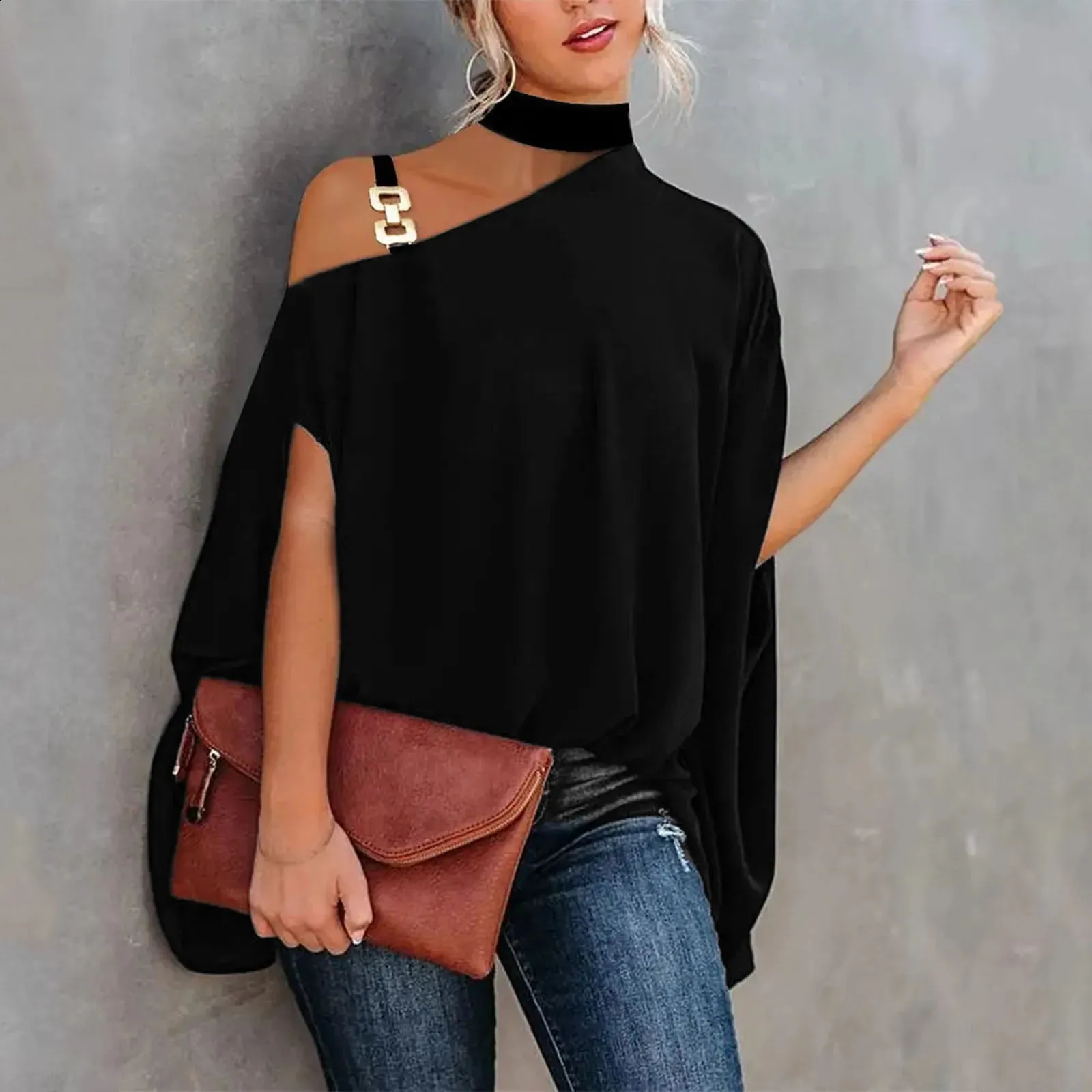 one shoulder oversized top