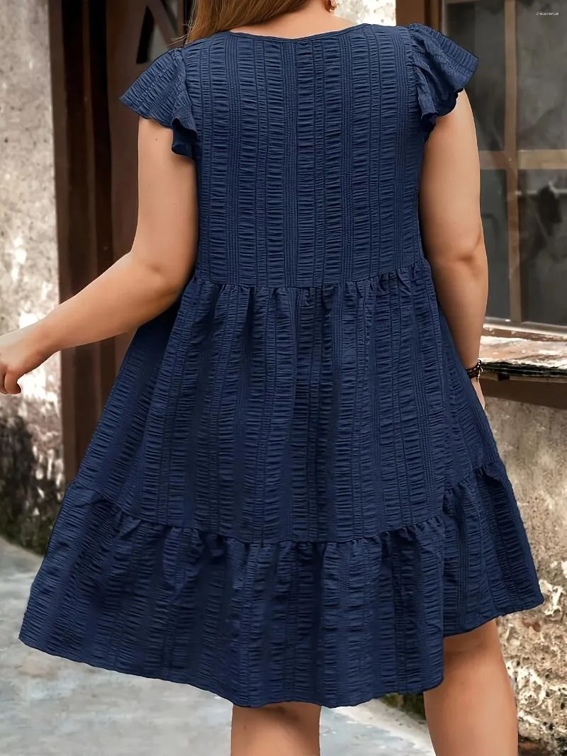 DHgate Womens Plus Size Summer Smock Dress Casual Elegant Solid Crew Neck Short Sleeve Apparel