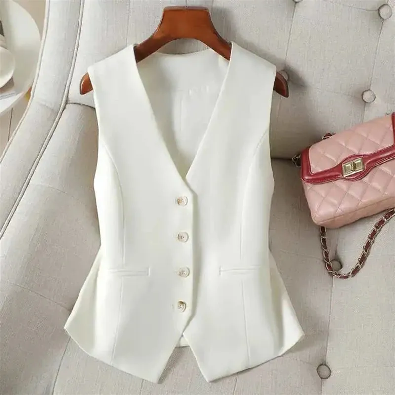Sleeveless Jacket Womens Stylish Button Down Ladies Vest for
