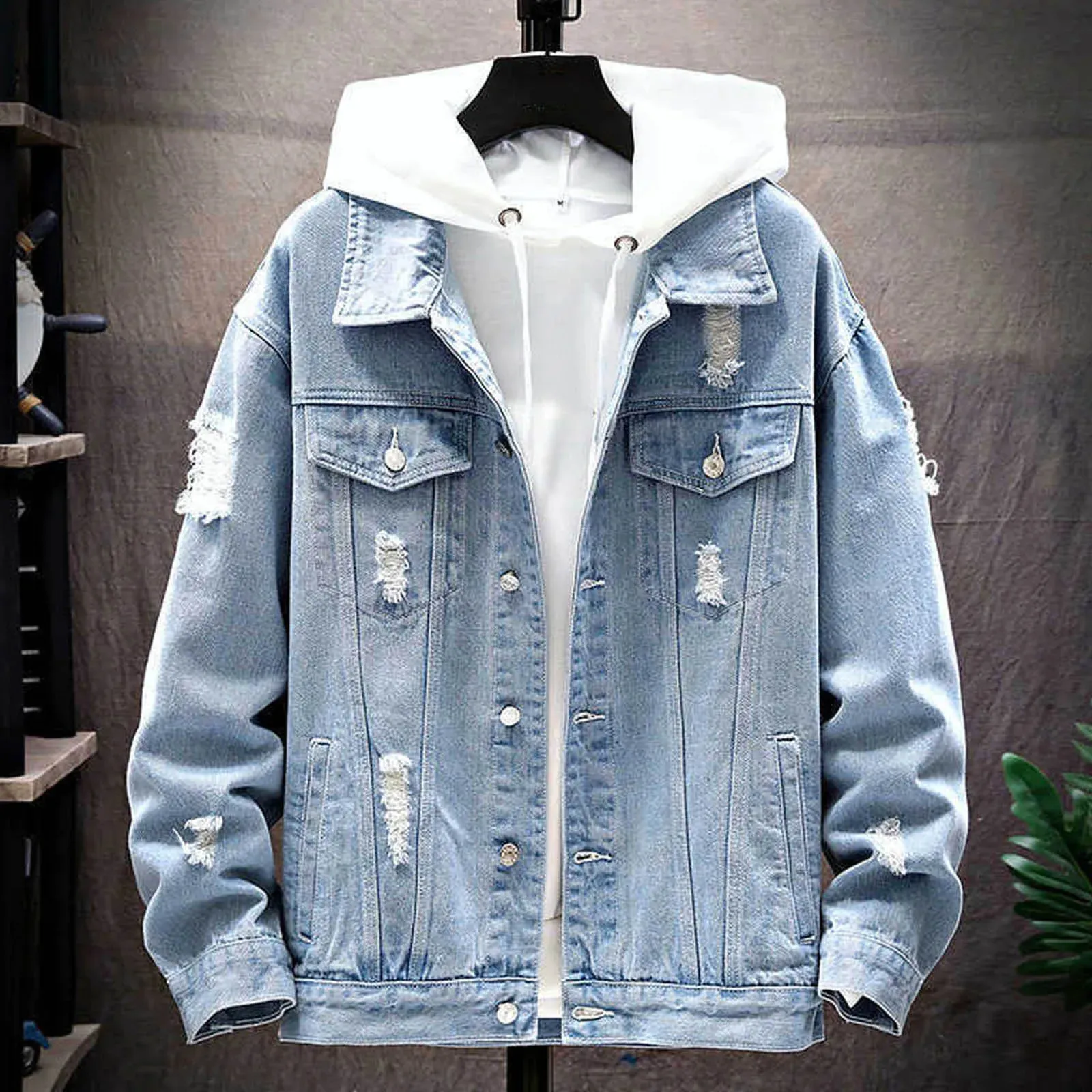 Men's Casual Cotton Denim denim jacket with Solid Men's Casual Cotton Denim denim jacket with Solid
