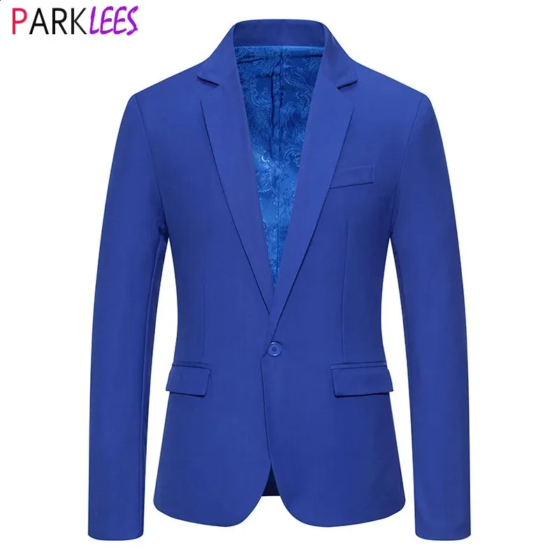 Save Big on Bulk Royal Blue Color Blazer Royal Blue Dress Blazer For Men  Spring Notched Lapel One Button Suit Jacket Wedding Business Formal Blazer 
