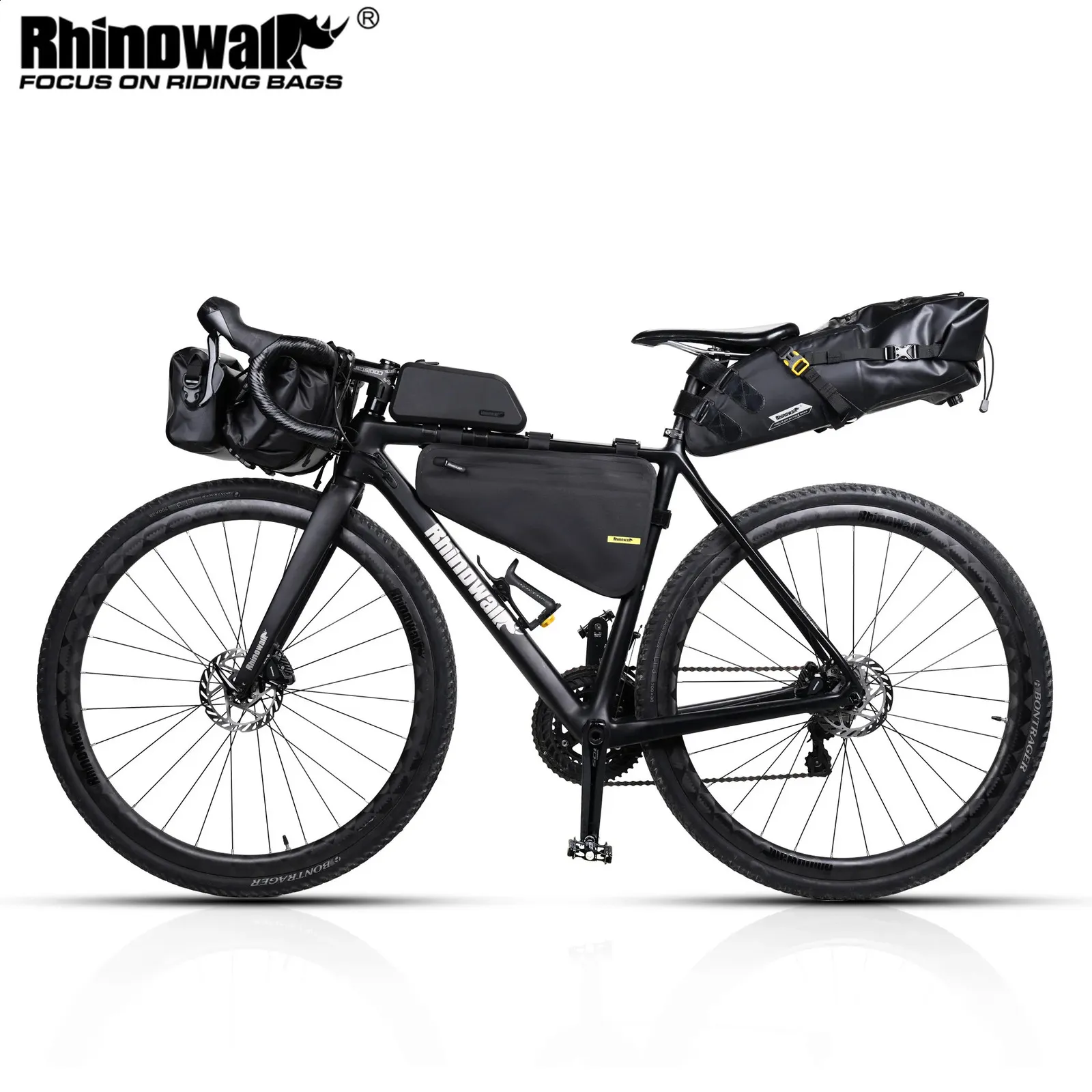 Sacoche De Cadre Rhinowalk – étanche, Triangulaire, Fixations Multiples, Poche Pour Téléphone 6,5 Pouces – VTT Et Route