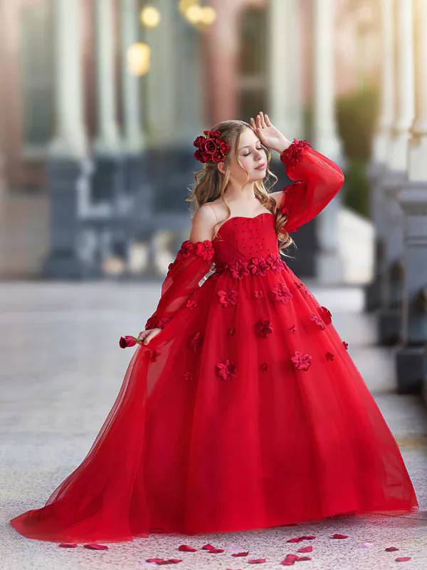 Ball Gowns Red Gown Dress For Girl Red Princess Gown: Elegant