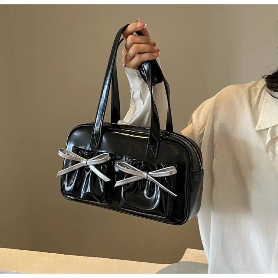 Mini PU Leather Shoulder Bag for Men Plain Pattern Y2K Style