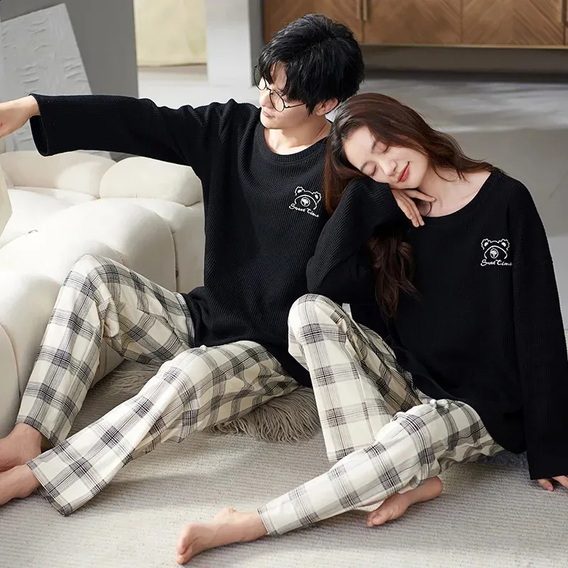 Save Big on Bulk Couple Matching Pyjamas Couple Pajamas Sets Cotton Waffle  Matching Sleepwear For Women And Men, Korean Style Spring Nightwear Best 