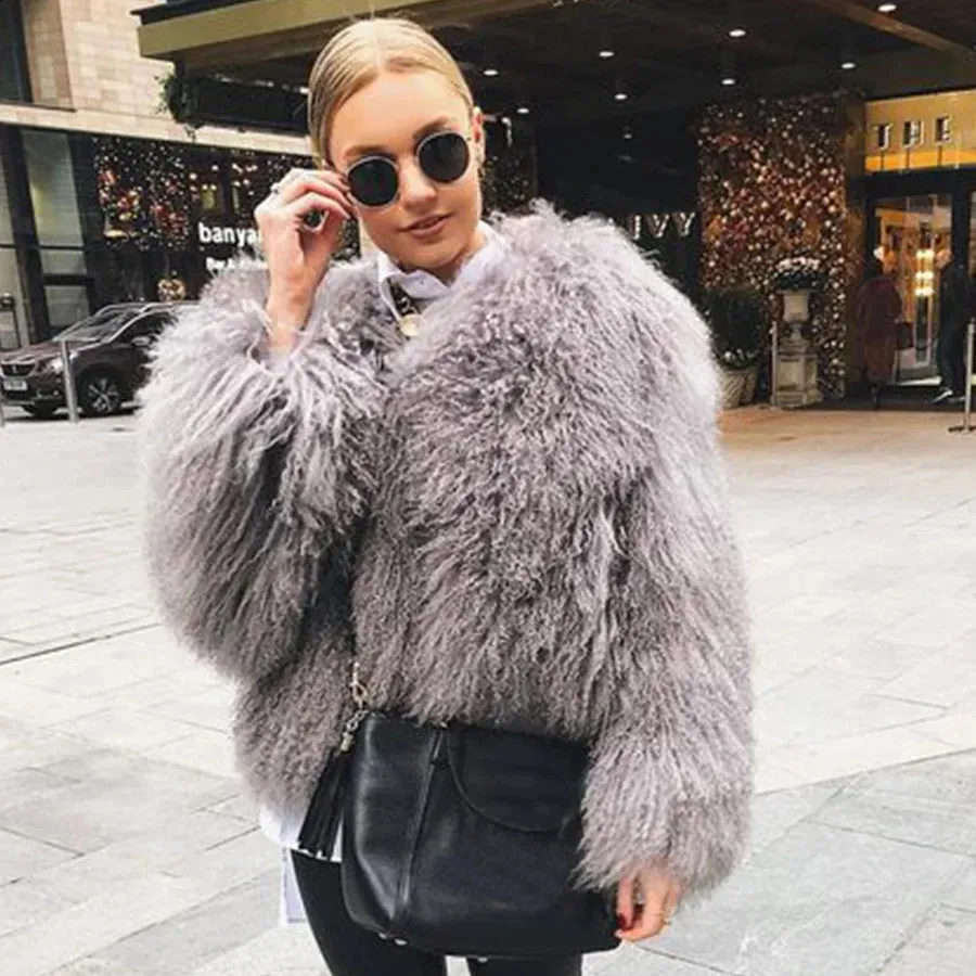 Mongolian Lamb Coat - Womens Winter Short Natural Fur Jacket