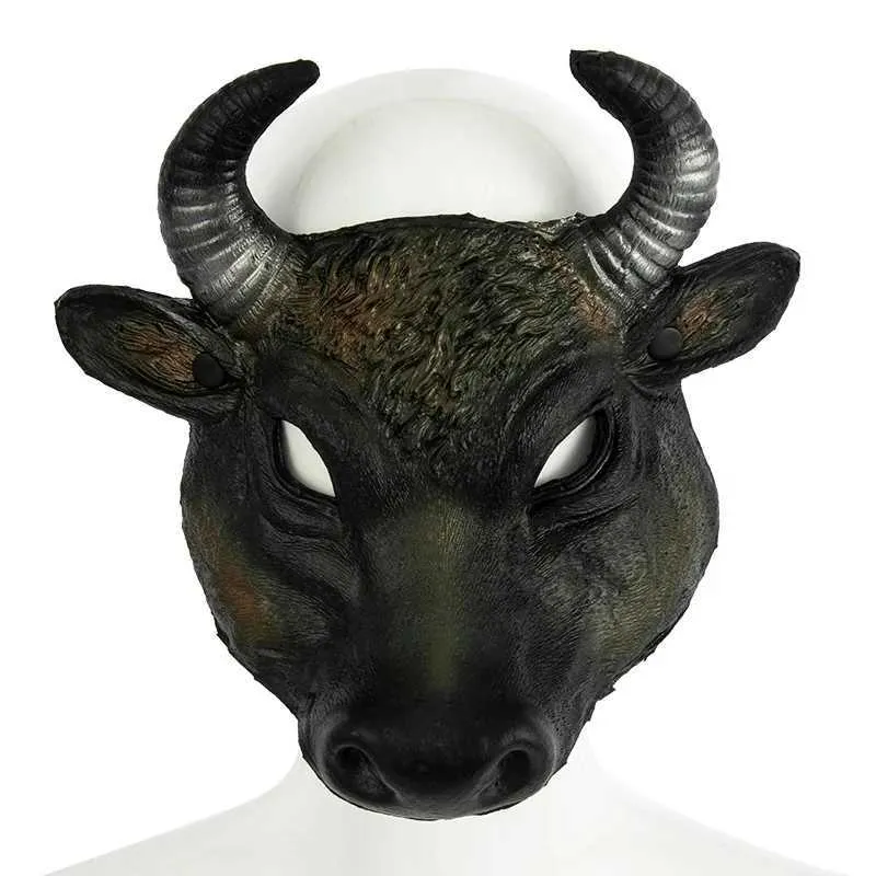 Bull Riding Mask Bull Head Mask Half Face PU Foam Realistic Buffalo Bull Animal Mask for ...