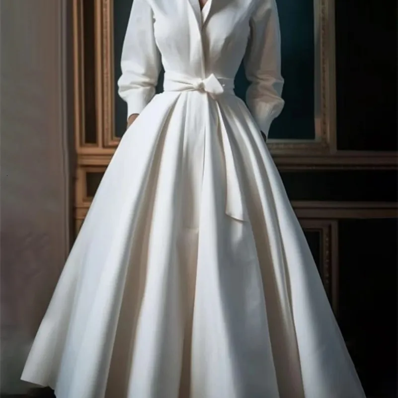 Elegante Stand De Color Sólido Vestido Casual Para Mujeres, Cómodo