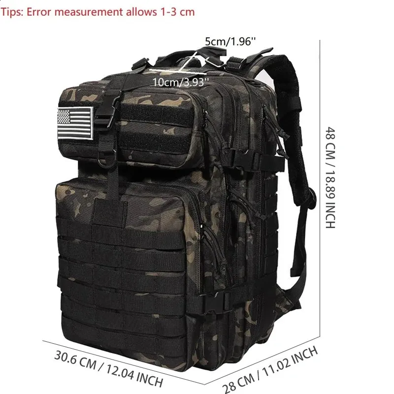 Mochila Táctica Militar De 45L – Nailon 1000D Impermeable, Con Compartimento Para Portátil De 17.3 Pulgadas, Ideal Para Pesca, Caza, Senderismo Y Camping