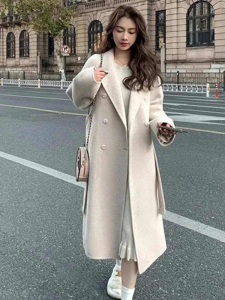 fitted lace wedding dress 2020 Women's Winter Black Long Wool Coat Streetwear Korean Fashion Fem –  SeloYoha main image 1
