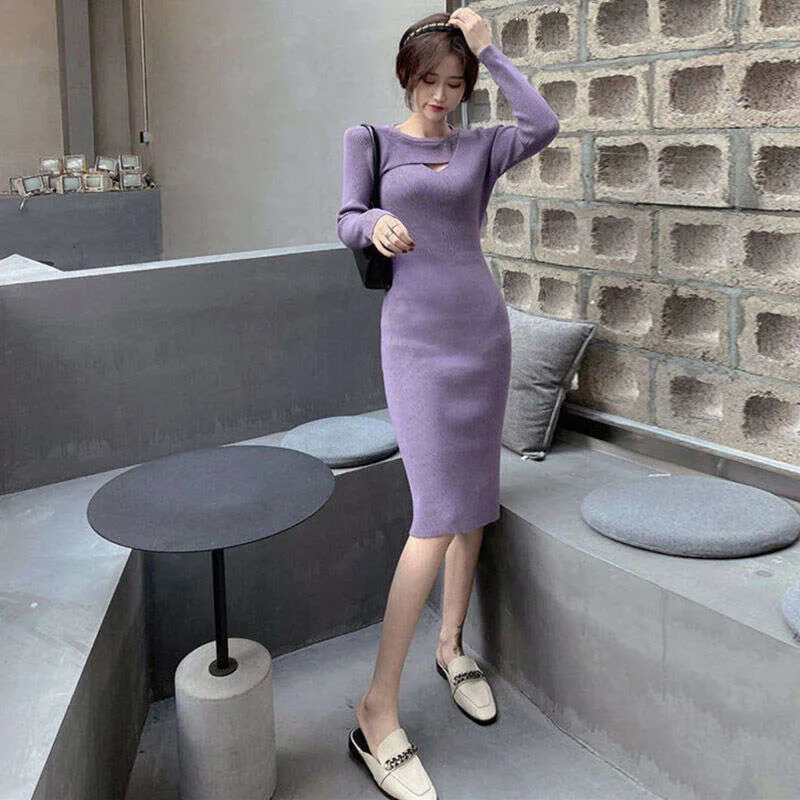 dark purple bodycon dress Tilly One Sleeve Slit Bodycon Dress