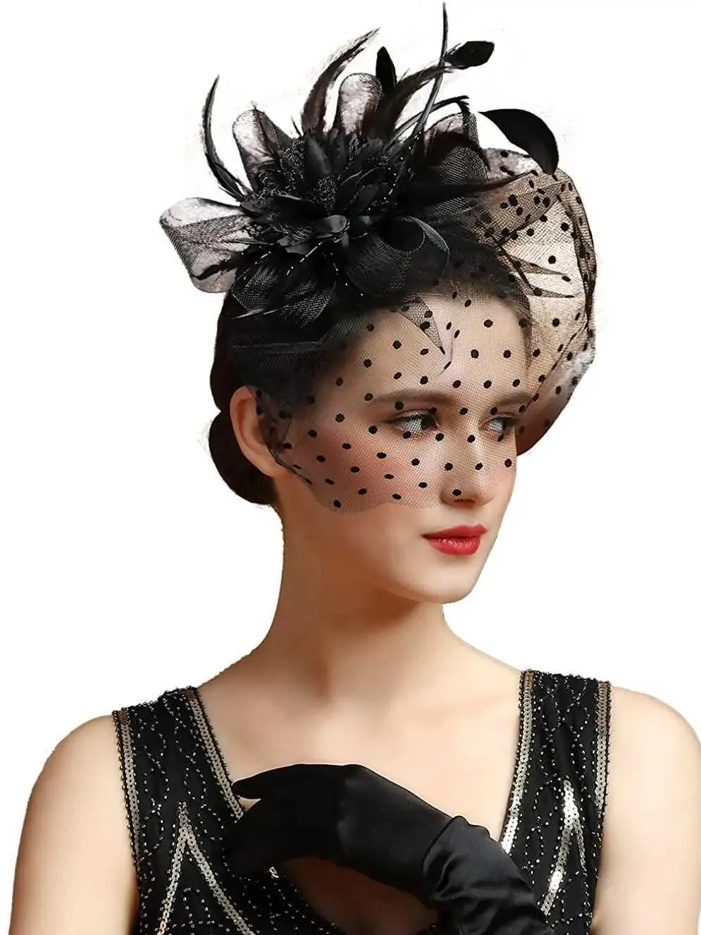 Ladies Black Headband Elegant Feather Fascinator Headband  display picture 1