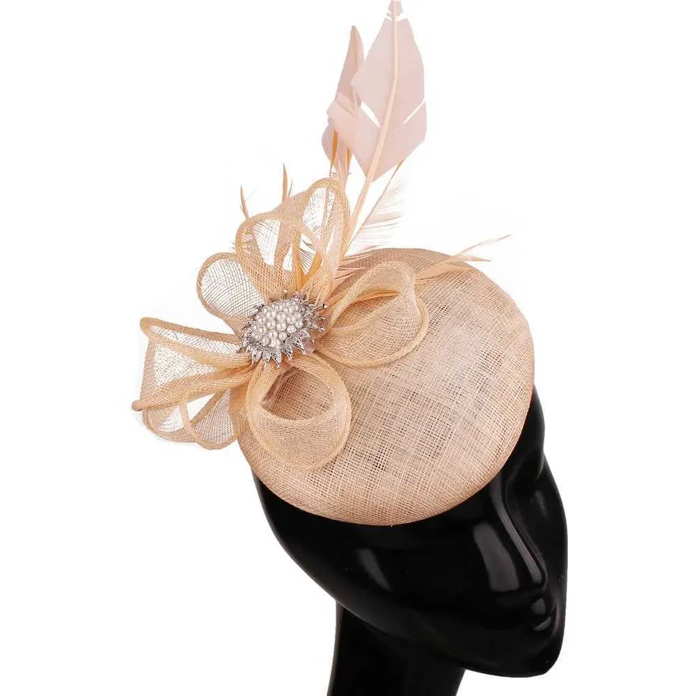 Elegant Ladies Sinamay Cocktail Hats Floral Feather Church  display picture 2