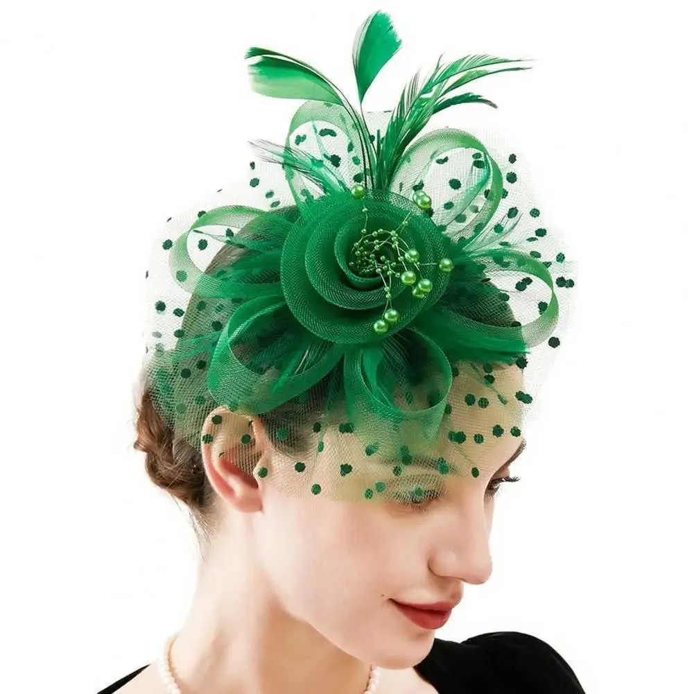 Charming Hat With Mesh Veil Artificial Pearl Feathers  display picture 1