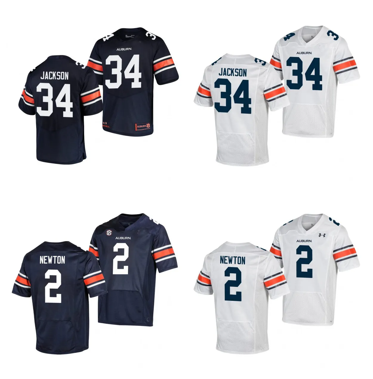 Auburn Tigers Bo Jackson College Football Jersey White Blue Size S 3XL