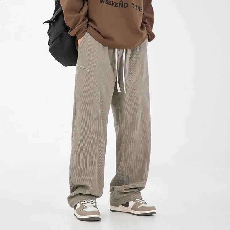 Vintage Feel Corduroy Slacks: Mens Pleated Corduroy Pants With