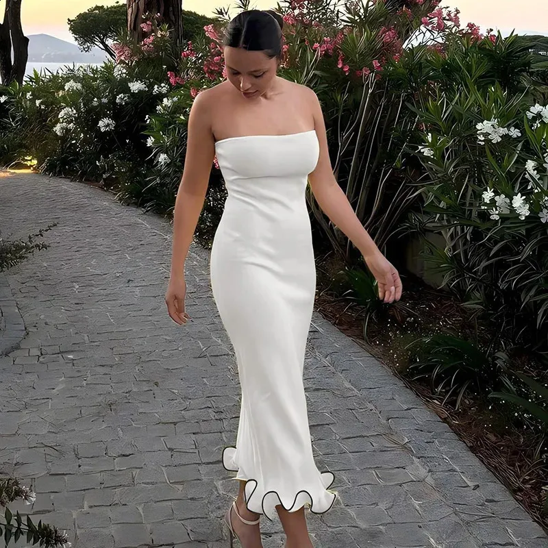 tube top dress The Line By K Jace This dress features a strapless neckline and three keyhole detailing for the perfect dress for a night out without the need of a bra TARUXY Sleeveless Tube Top Long