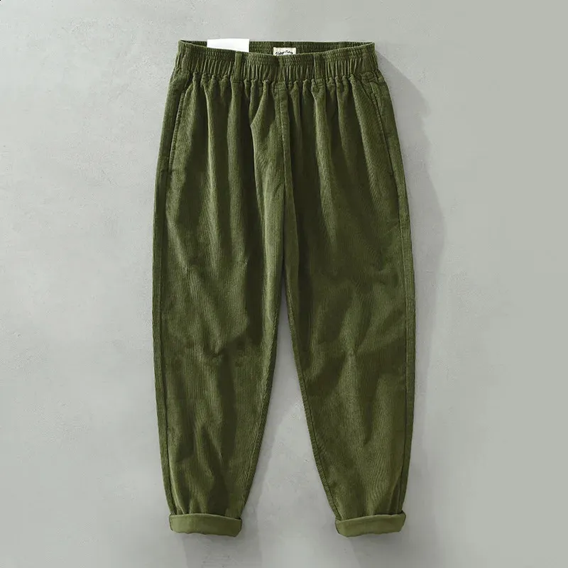 Mens Corduroy Straight Pants 100% Cotton Elastic Waist Casual Fall ...