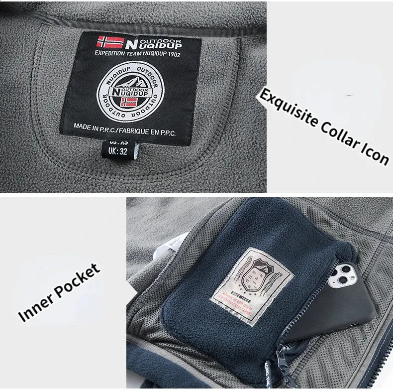 Mens Winter Wool Polar Fleece Jacket With Unique Embroidered