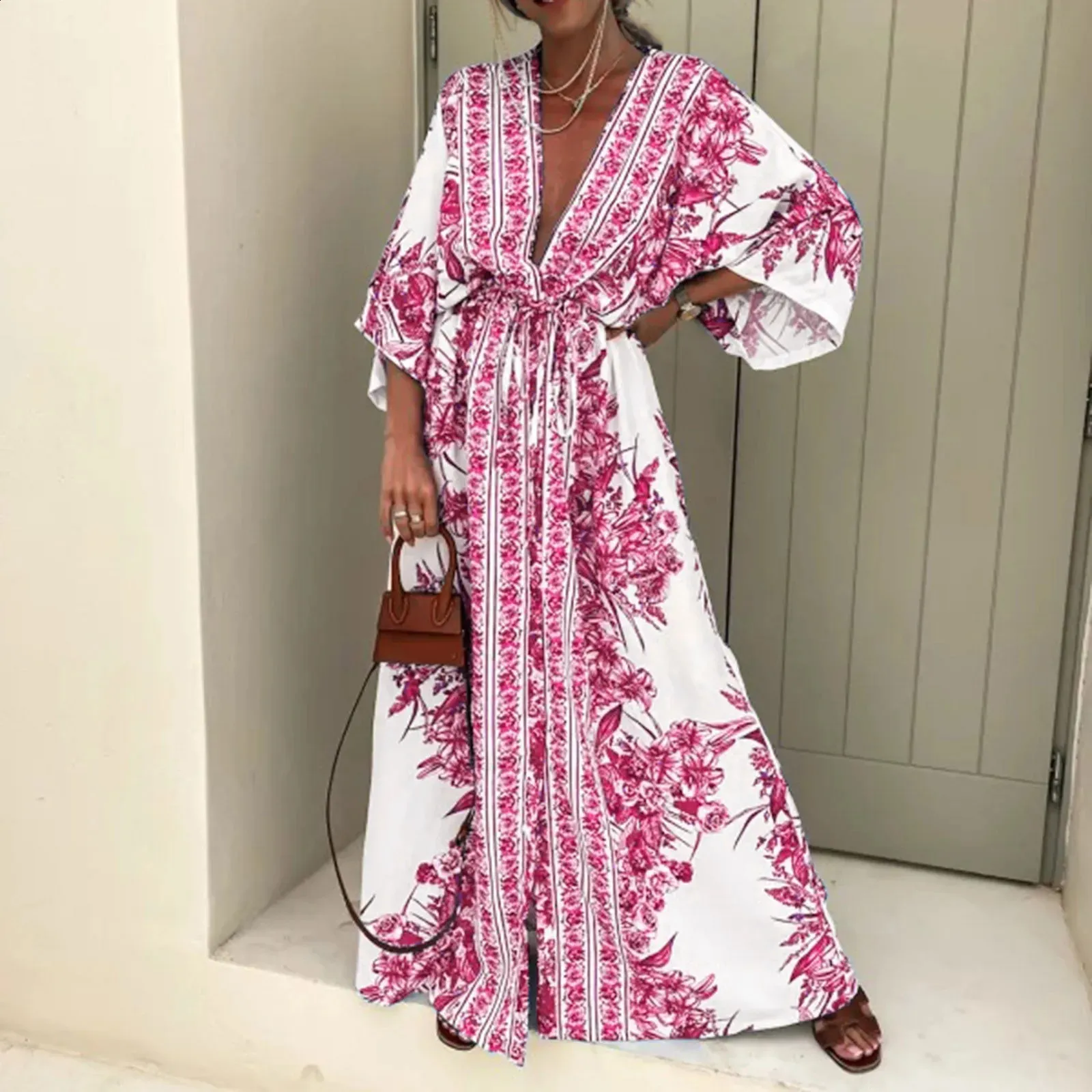 Bohemian Kimono Dress: Elegant Half Sleeve Wedding Guest