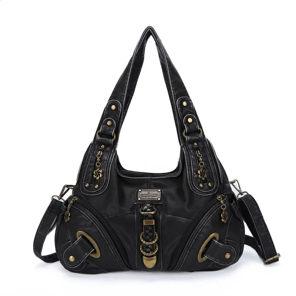 Elegant Black Shoulder Handbag - Premium PU Leather, Multi Elegant Black Shoulder Handbag - Premium PU Leather, Multi