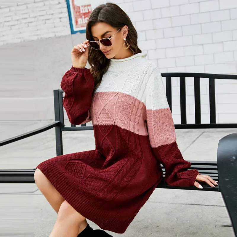 chinese dress ladies Catch Yourself Red Bubble Sleeve Sweater Dress – Shop the Mint main image 1