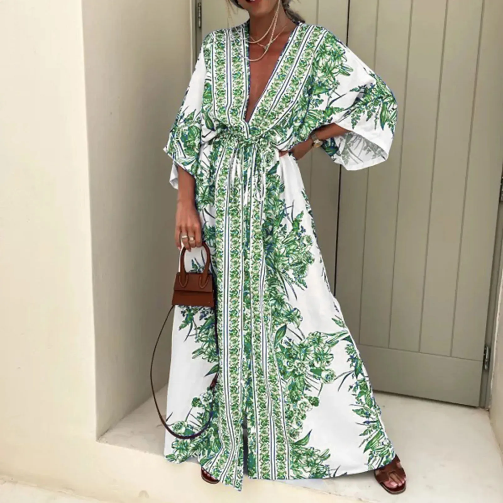 Bohemian Kimono Dress: Elegant Half Sleeve Wedding Guest Attire Shop Now!