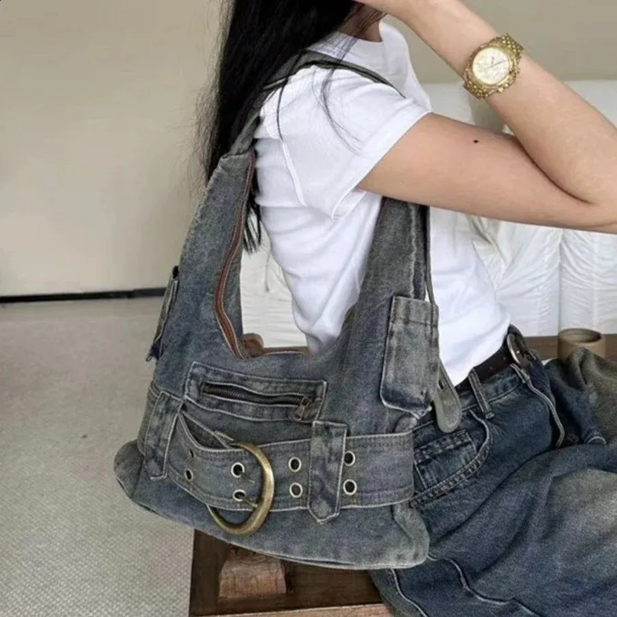 バッグ Y2K denim vintage shoulder bag mode 00s DHgate.com:Y2K Denim Shoulder Bag - Vintage Punk Grunge
