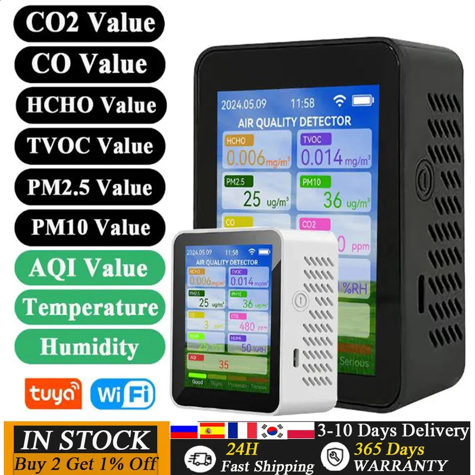 Buy 3 In 1 Air Quality Monitor Digital Display CO2 Temperature Humidity