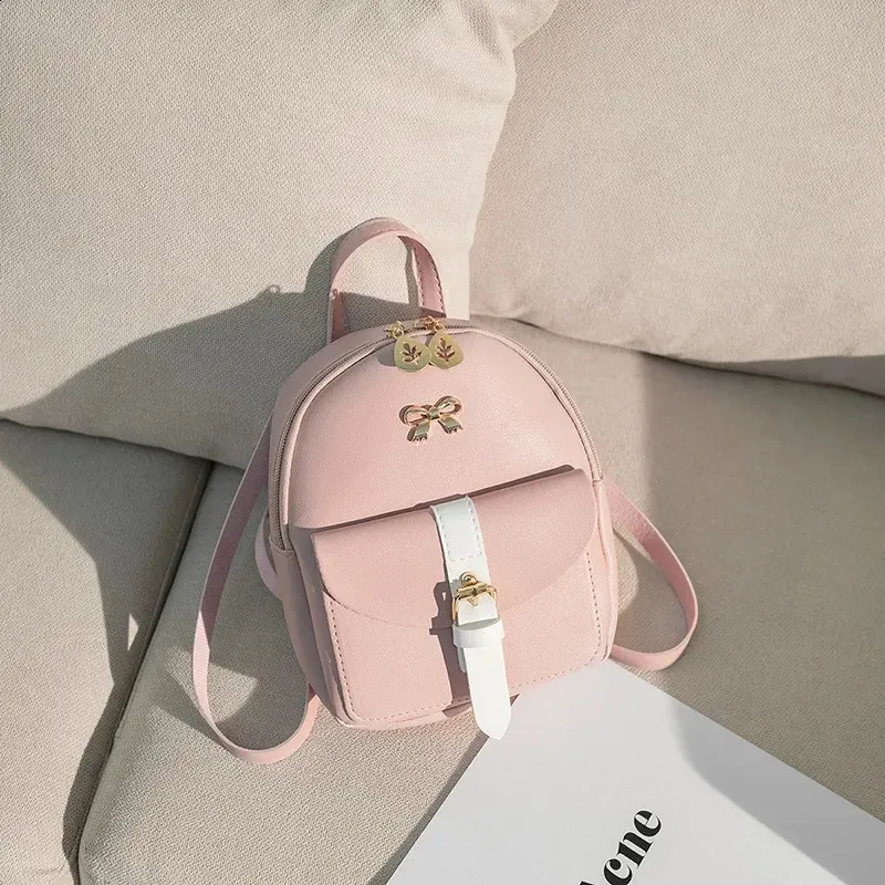 Chic Bow Mini Backpack: Elegant PU Leather Small Backpack  display picture 3