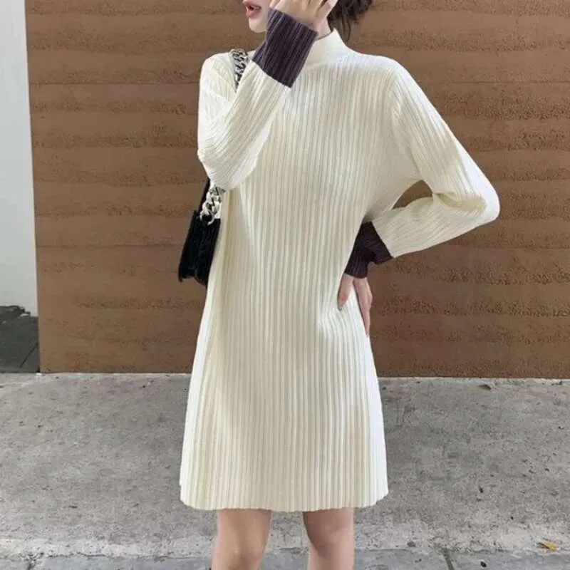 Womens Knee-Length Crochet Dress with Cowl Neck and 1/2 Petal Sleeves,  Polyester Knit Midi Dress for Autumn from Dhgate Basic & Casual Dresses -  price 14.61