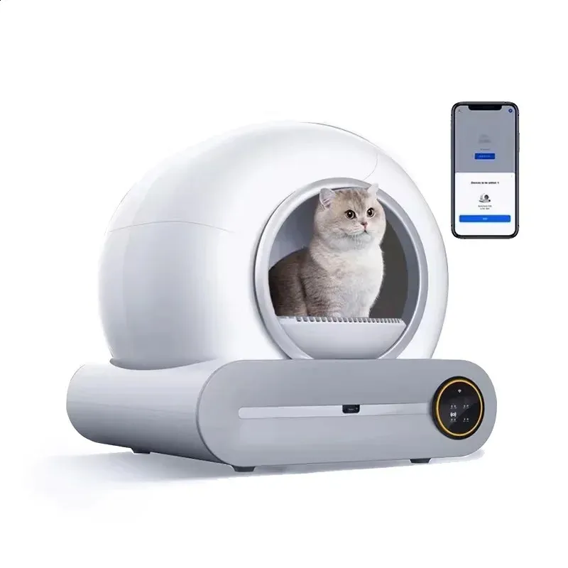 Automatic Self-Cleaning Cat Litter Box, 65L, with Intelligent Odor ...