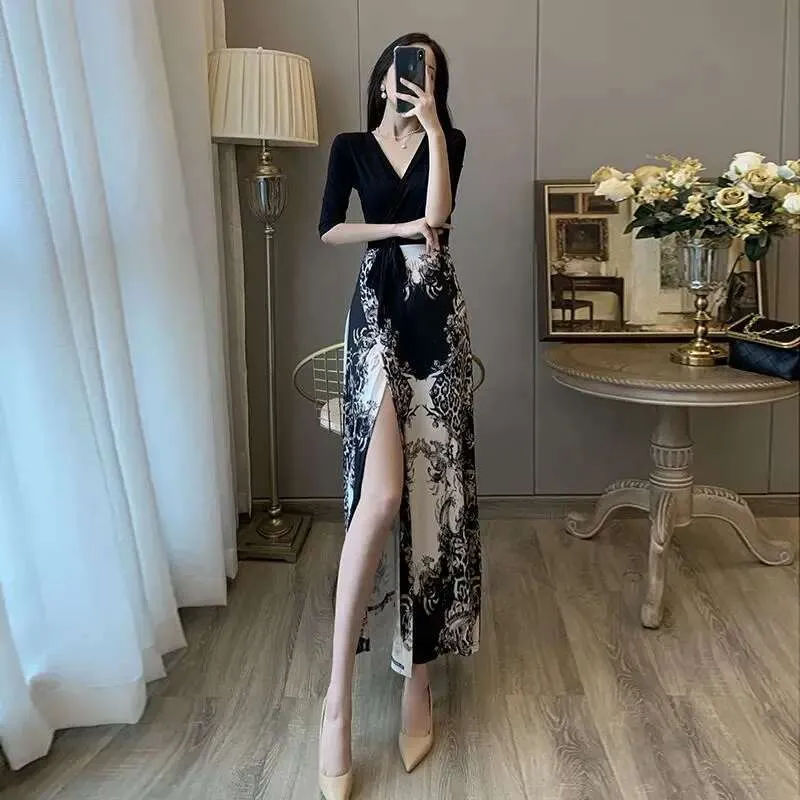 green emerald velvet dress Long Sleeve Knit Cami Maxi Dress Women Skin Tight Elegant Club Party F
