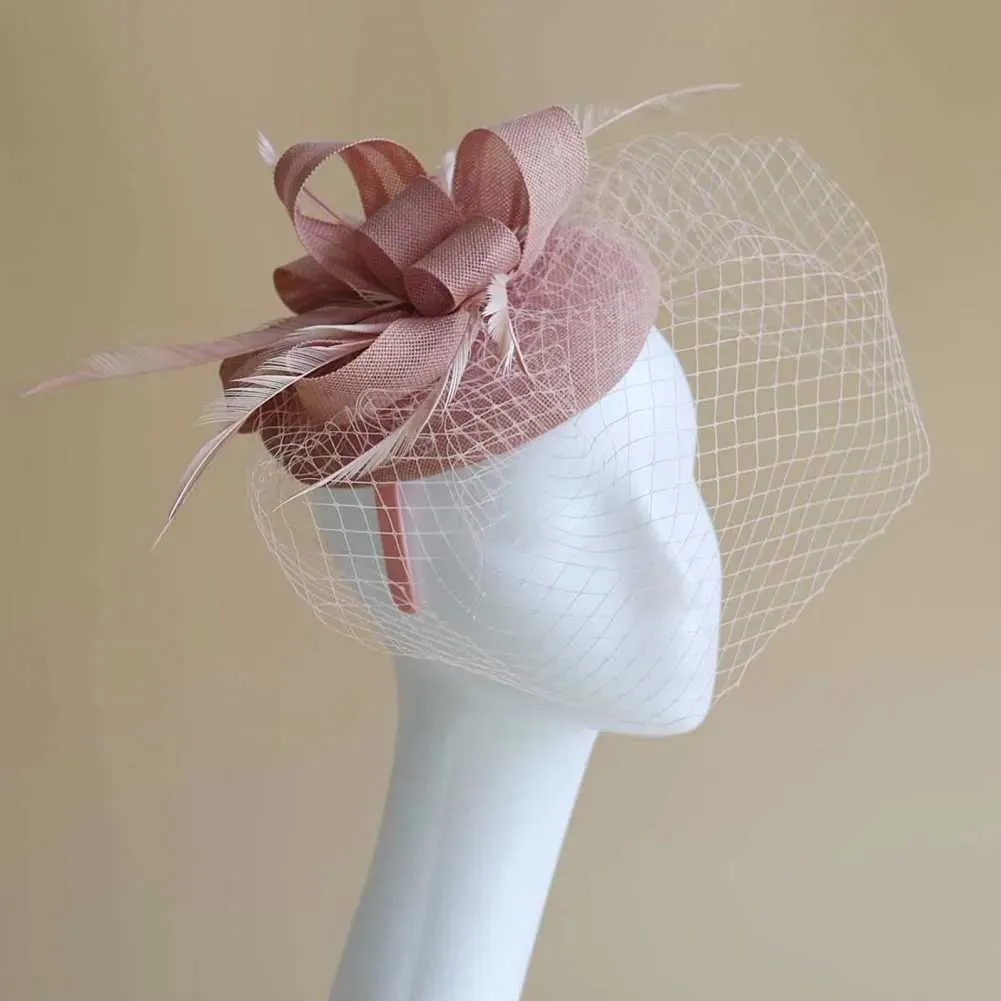Fascinator Hat With Veil Retro Feather Pillbox... From  display picture 1